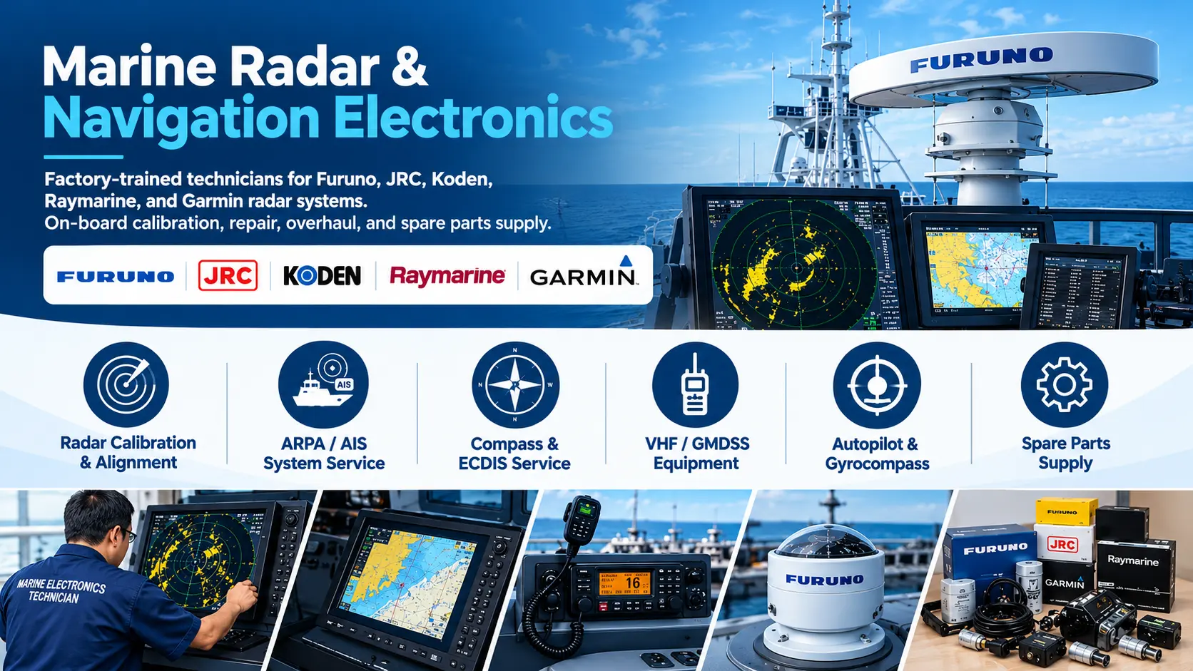 Marine radar and navigation electronics service